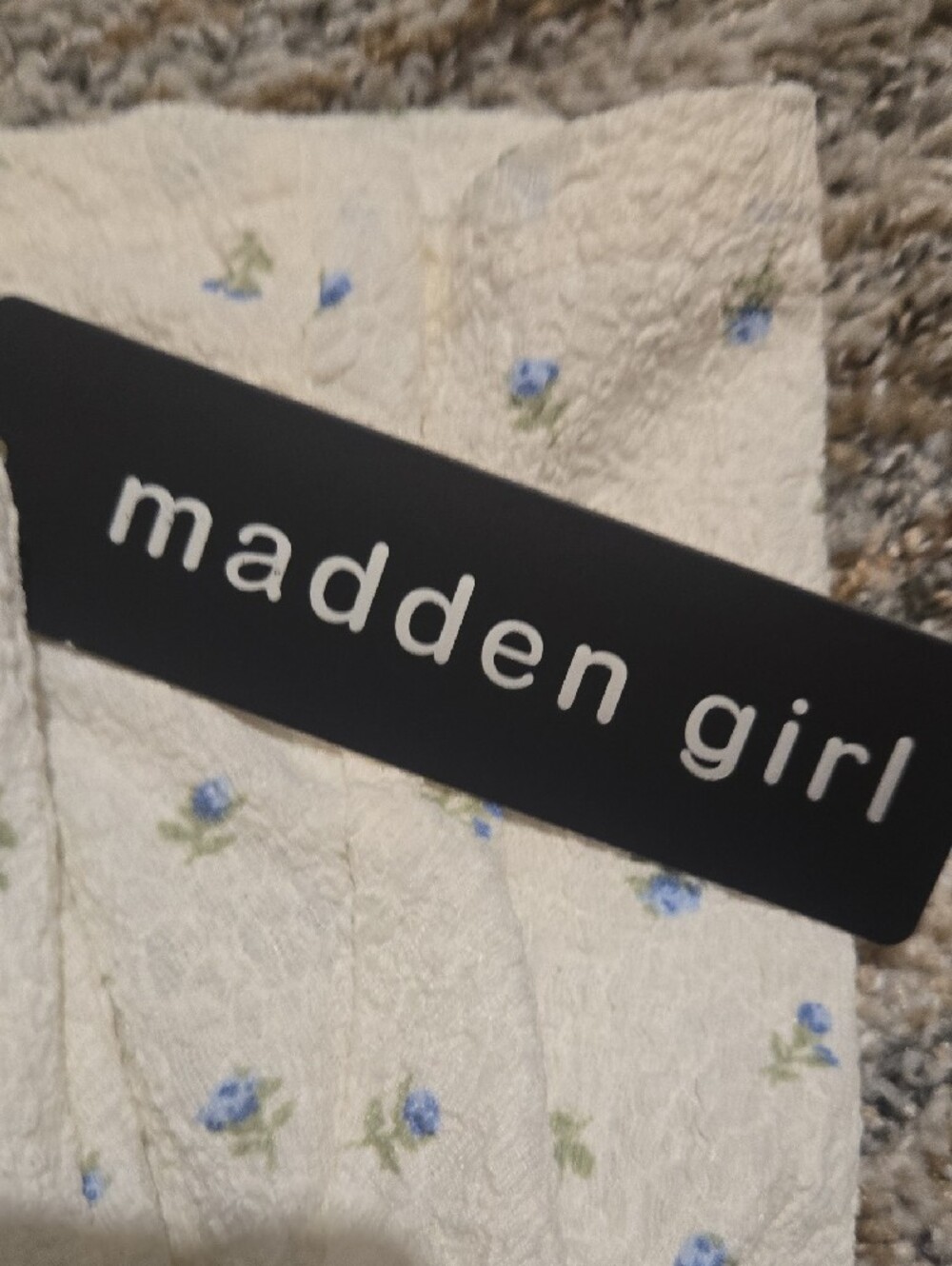 Madden Girl Cream Slip Dress with Blue Floral Print - Picture 4 of 7